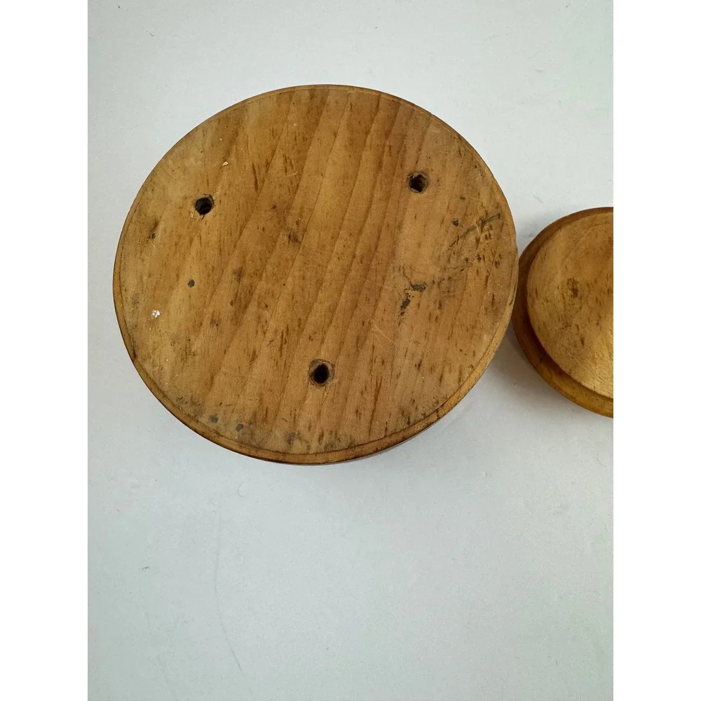 Vintage Hand Turned Wooden Lidded Canister Storage Jar Trinket Box 4.5 Inch